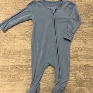 0-3 Angel Dear Soft Blue Zip Footie